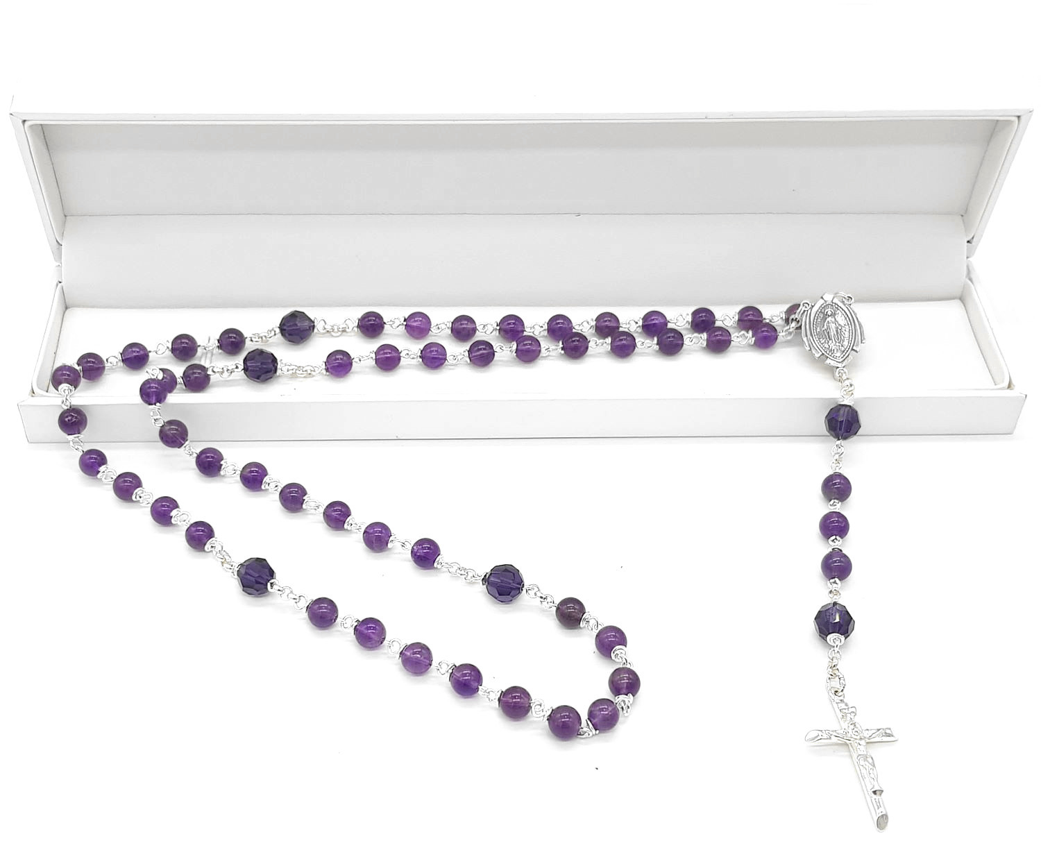 Genuine Amethyst gemstone rosary beads