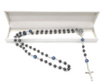 NEW! Gunmetal Grey crystal Pearl & Denim Blue Austrian Crystal Rosary Beads